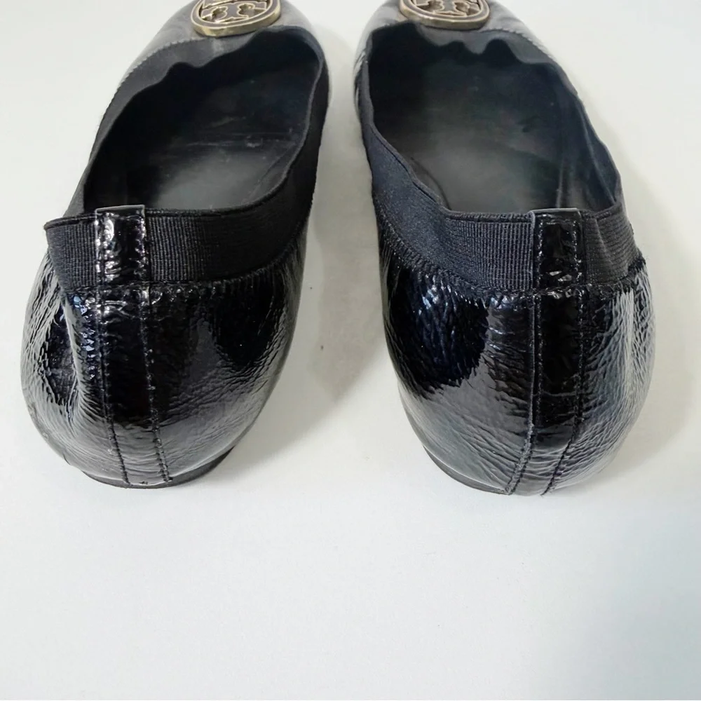 Tory Burch Caroline Ballet Flats Black Patent Leather Size 9